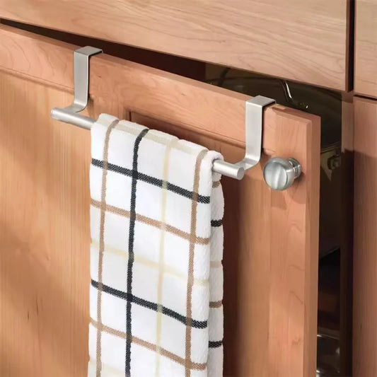 Towel Rack Over Door Stainless Steel Towel Bar Storage Organizer Bathroom Kitchen Cabinet Door Hanging Towel Rack