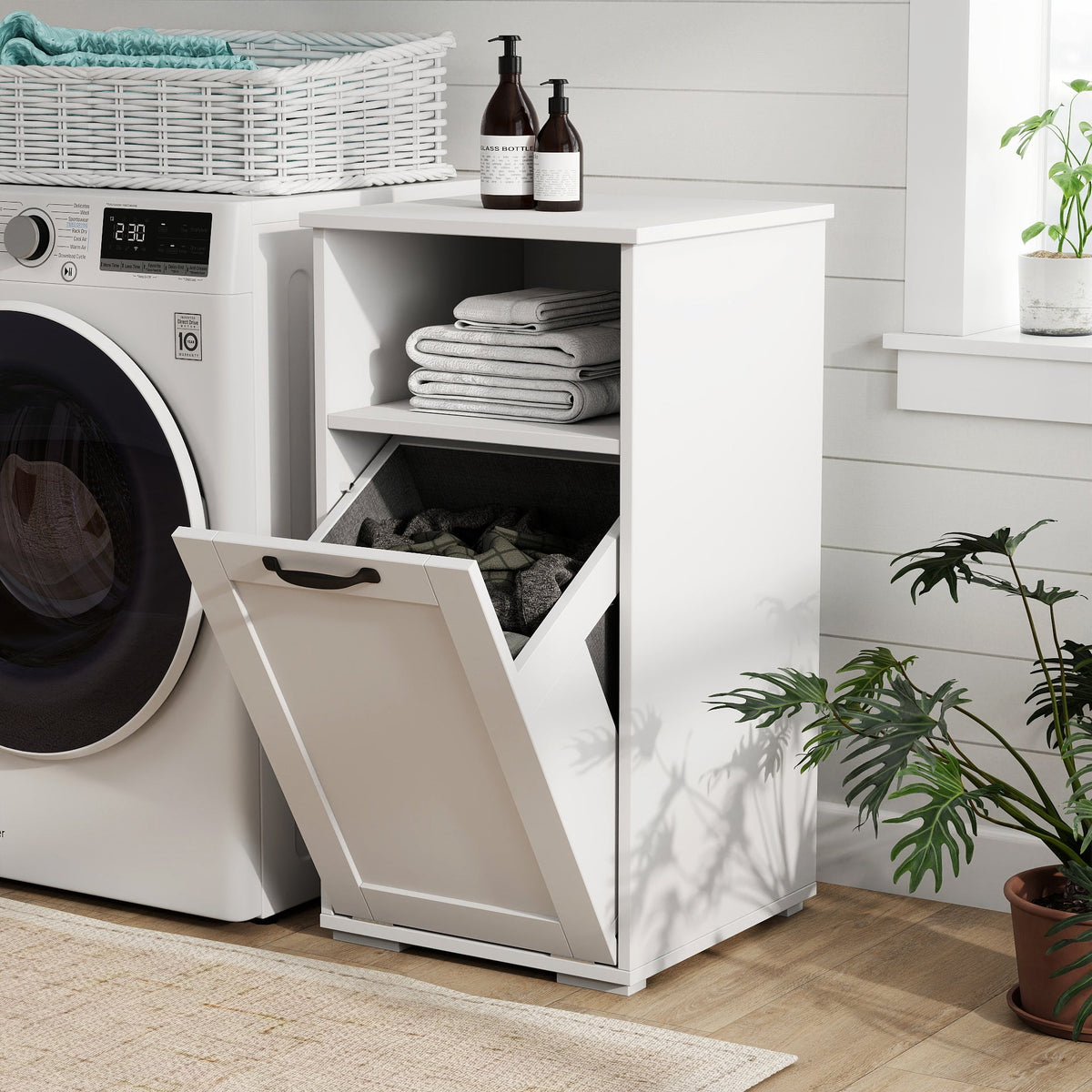 Laundry Cabinet with Removable Liner Bags