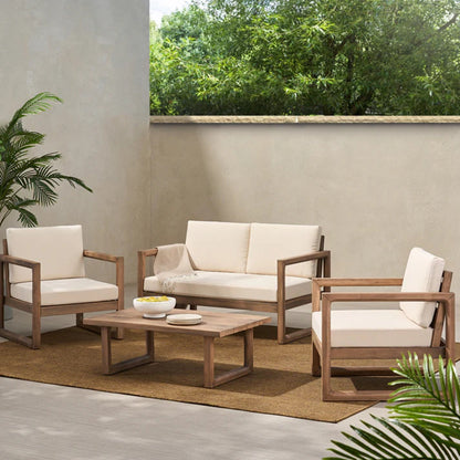 4-Piece Acacia Wood Patio Furniture Set, Outdoor Furniture