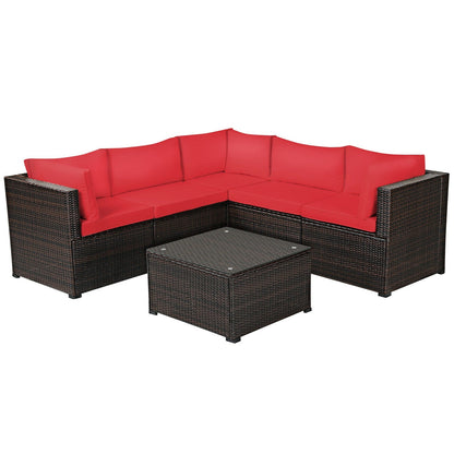 6 Pieces Patio Furniture Sofa Set with Cushions for Outdoor
