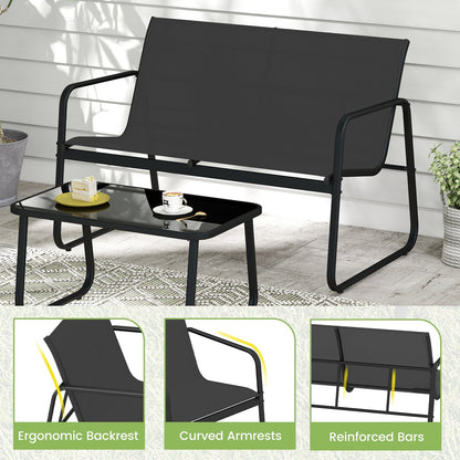 4 PCS Patio Furniture Set Outdoor Rocker Chair Conversation Set-Black