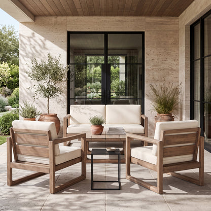 4-Piece Acacia Wood Patio Furniture Set, Outdoor Furniture