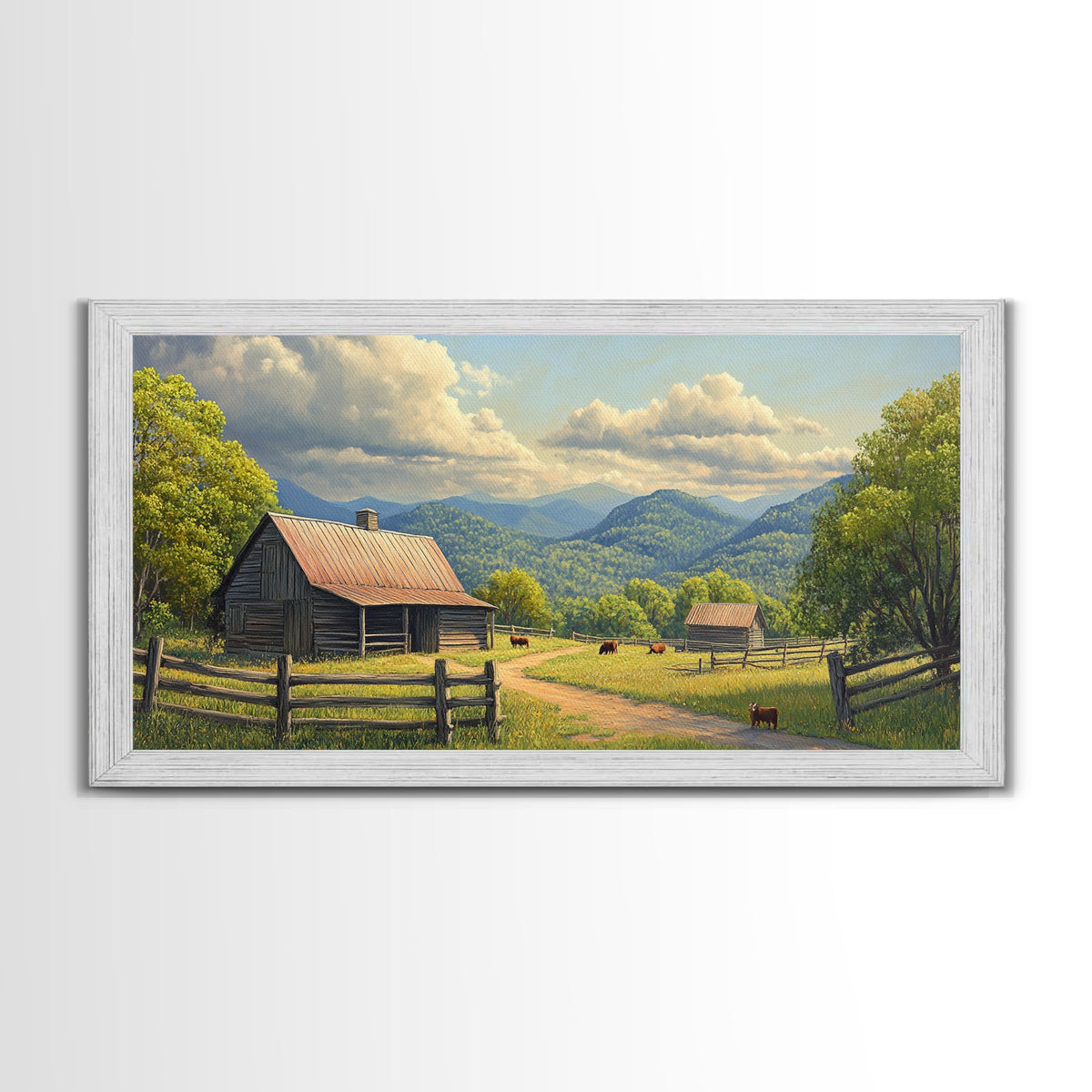 Barn Landscape Oil Painting Canvas Print, Rustic Farmhouse Home Decor, Modern Farm House Wall Art, Barn Wall Art, Barn Decor