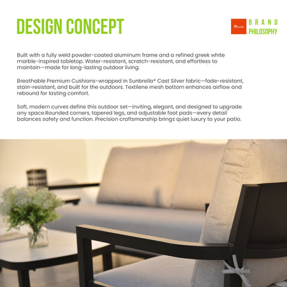 3PC Outdoor Aluminum Patio Furniture Set
