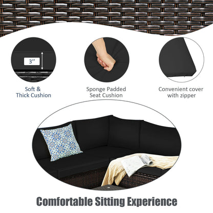 6 Pieces Patio Furniture Sofa Set with Cushions for Outdoor