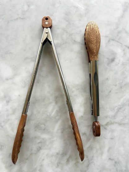 Carmel Acacia Wood Kitchen Tongs - 12" & 15" Set