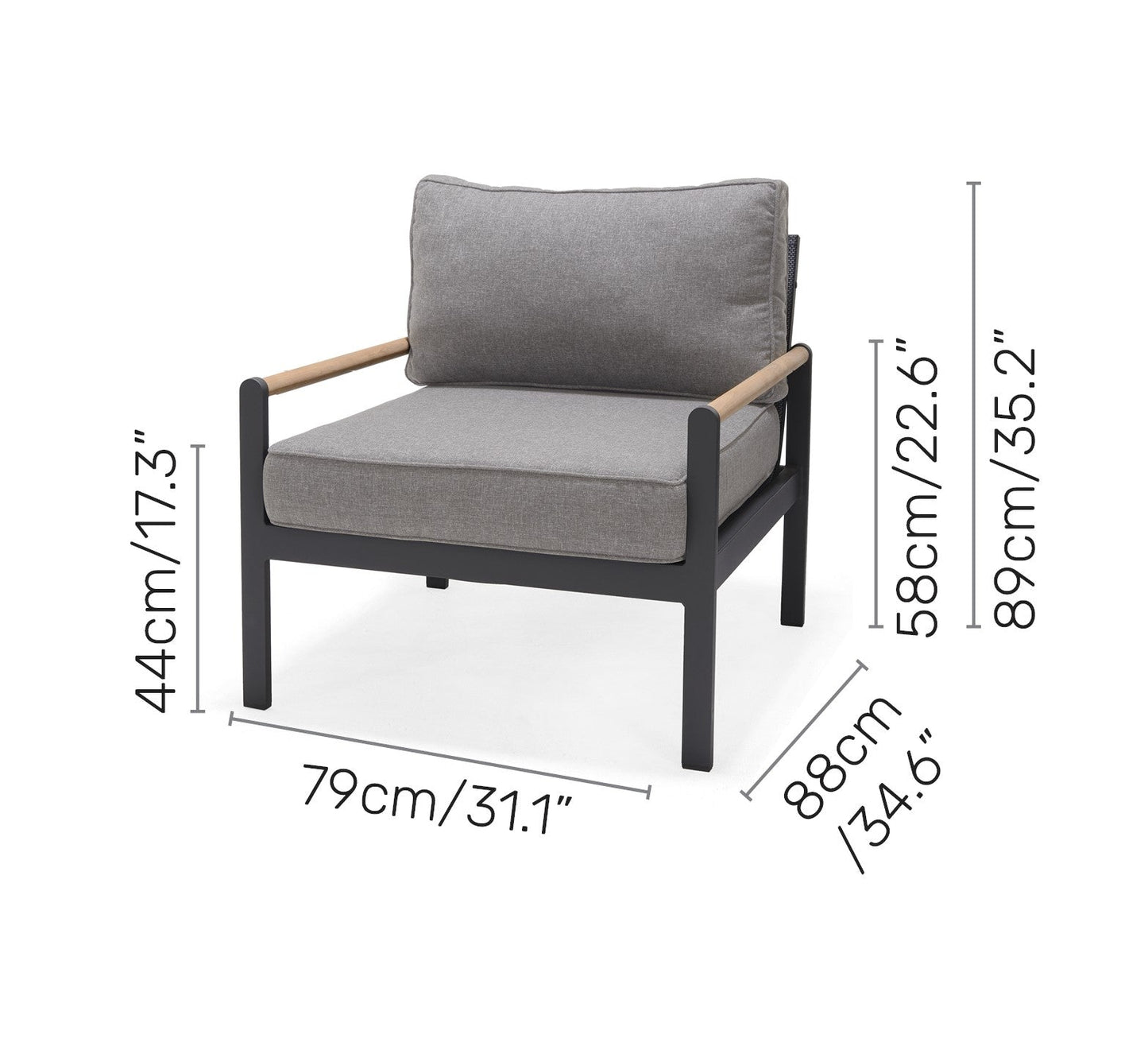 Amber Sofa Teak and Aluminum Chair