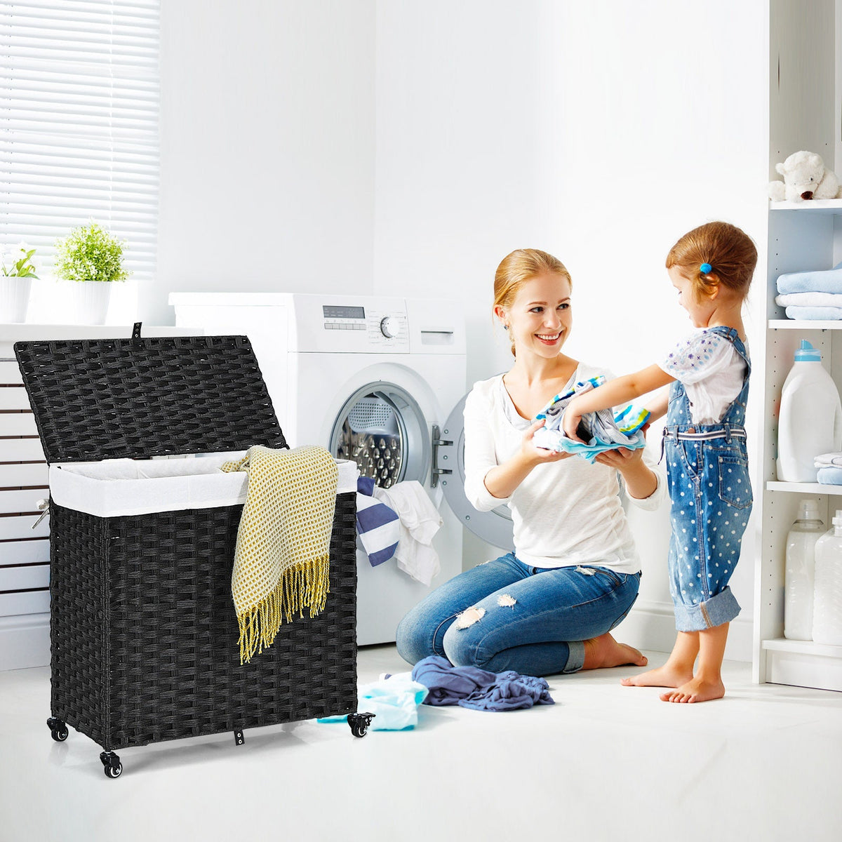 Laundry Hamper with Wheels and Lid