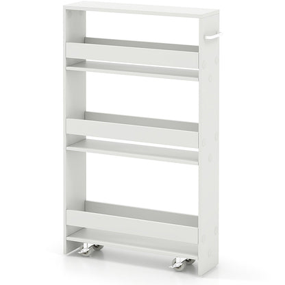 Rolling Kitchen Slim Storage Cart Mobile Shelving Organizer with Handle