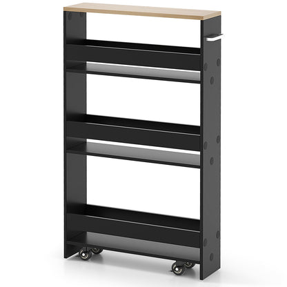 Rolling Kitchen Slim Storage Cart Mobile Shelving Organizer with Handle
