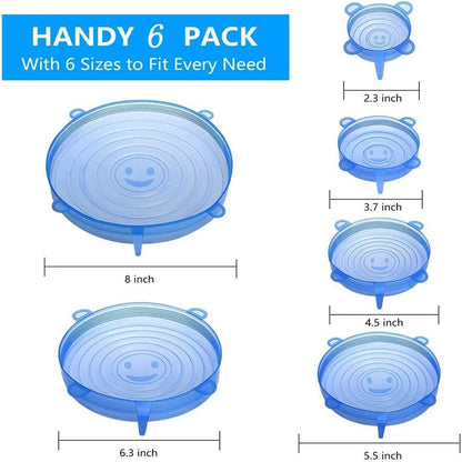 6 Pcs Silicone Stretch Lids for Kitchen Food Covers | Universal Bowl Caps