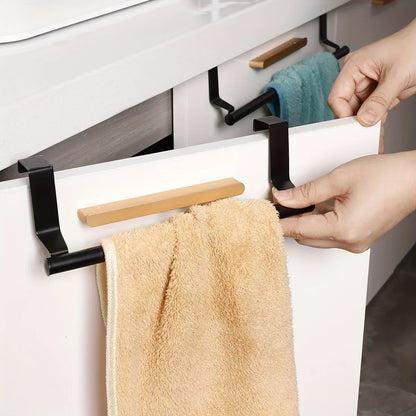 Towel Rack Over Door Stainless Steel Towel Bar Storage Organizer Bathroom Kitchen Cabinet Door Hanging Towel Rack