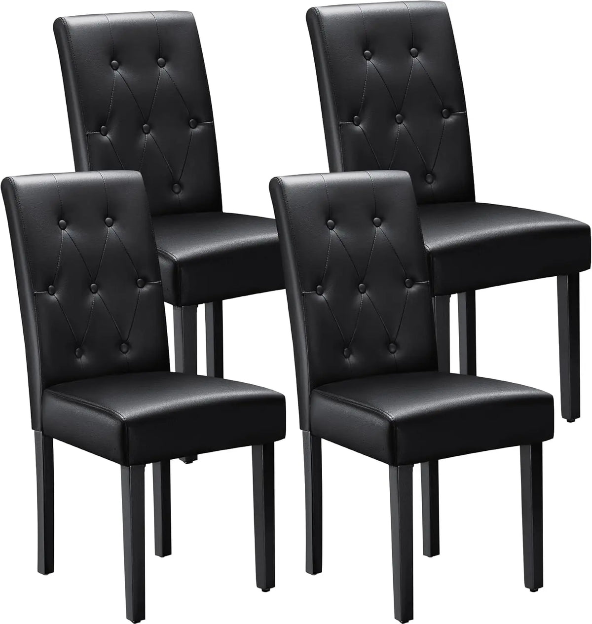 Upholstered Dining Chairs Set of 4, PU Leather Dinning Room Chairs, Button Tufted Kitchen Chairs with Adjustable Wood Legs