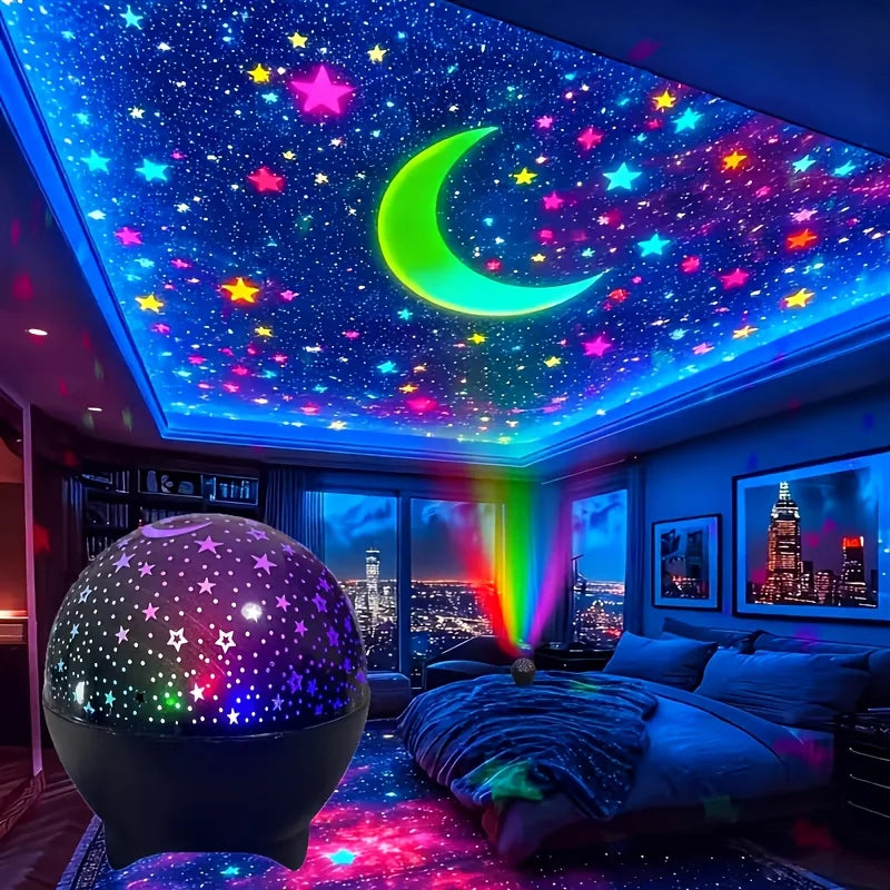 LED Night Light Projector | Starry Sky Galaxy Moon Lamp with Auto Color Changing