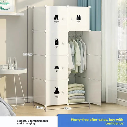 Portable Plastic Folding Wardrobe Closet Sturdy Durable Easy Assembly Clothes Storage Cabinet Bedroom Dorm Apartment Rental