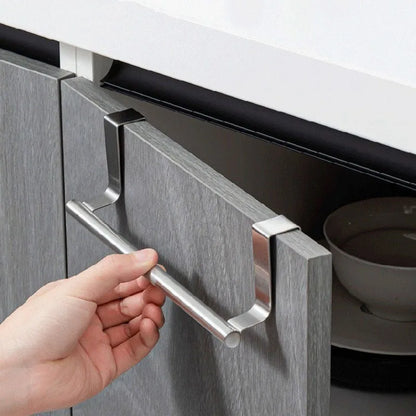 Towel Rack Over Door Stainless Steel Towel Bar Storage Organizer Bathroom Kitchen Cabinet Door Hanging Towel Rack