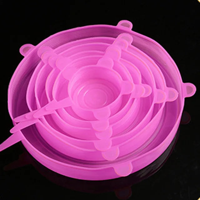 6 Pcs Silicone Stretch Lids for Kitchen Food Covers | Universal Bowl Caps