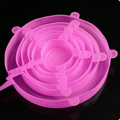 6 Pcs Silicone Stretch Lids for Kitchen Food Covers | Universal Bowl Caps