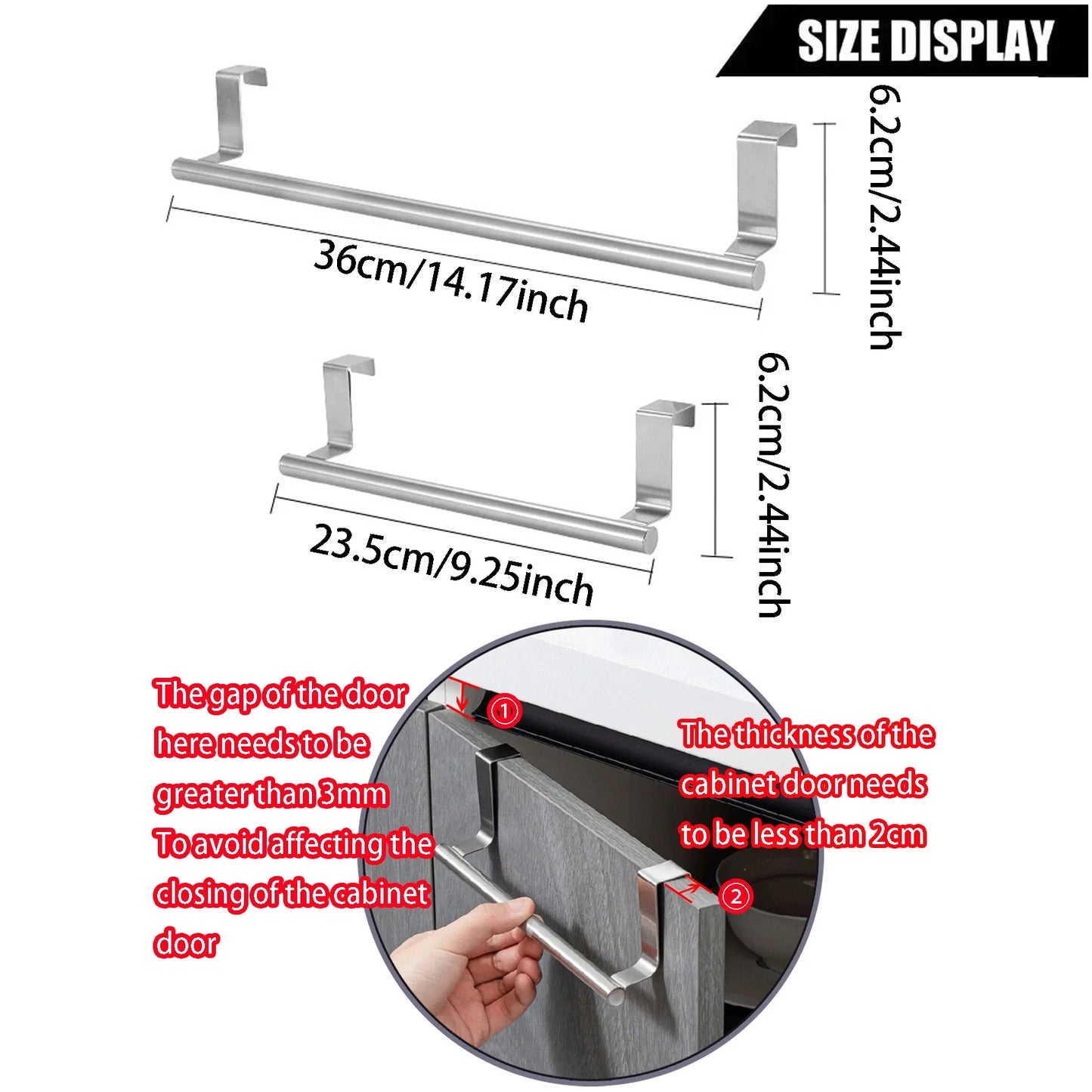 Towel Rack Over Door Stainless Steel Towel Bar Storage Organizer Bathroom Kitchen Cabinet Door Hanging Towel Rack