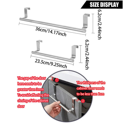 Towel Rack Over Door Stainless Steel Towel Bar Storage Organizer Bathroom Kitchen Cabinet Door Hanging Towel Rack