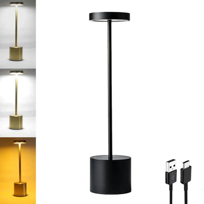 Aluminum Alloy Rechargeable LED Table Lamp | Touch Dimming Night Light for Reading and Camping