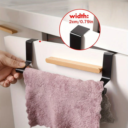 Towel Rack Over Door Stainless Steel Towel Bar Storage Organizer Bathroom Kitchen Cabinet Door Hanging Towel Rack