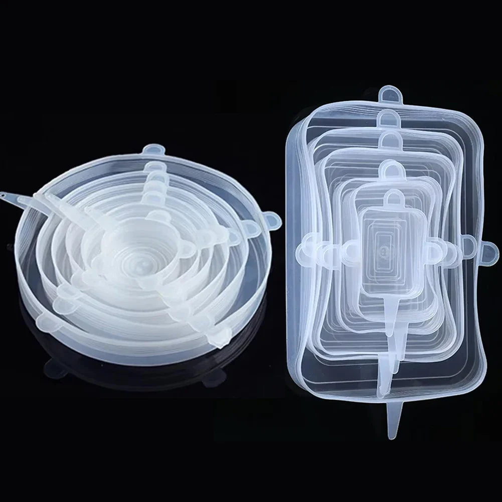 6 Pcs Silicone Stretch Lids for Kitchen Food Covers | Universal Bowl Caps
