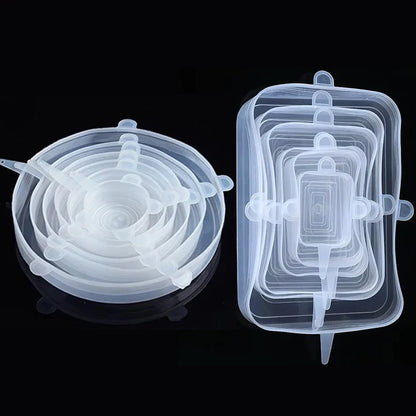 6 Pcs Silicone Stretch Lids for Kitchen Food Covers | Universal Bowl Caps