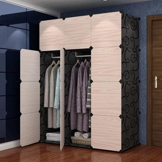 Portable Fabric Wardrobe Closet Easy Assembly Clothes Storage Cabinet Bedroom Rental Organizer Lightweight Durable Furniture