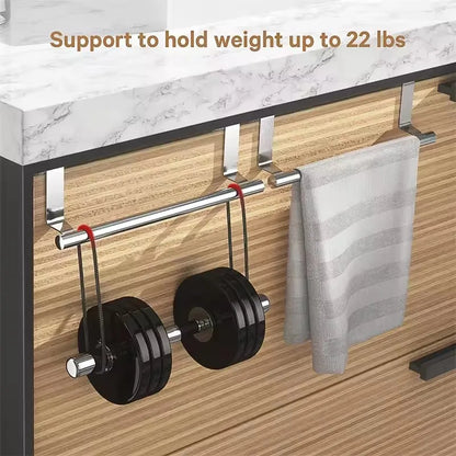 Towel Rack Over Door Stainless Steel Towel Bar Storage Organizer Bathroom Kitchen Cabinet Door Hanging Towel Rack