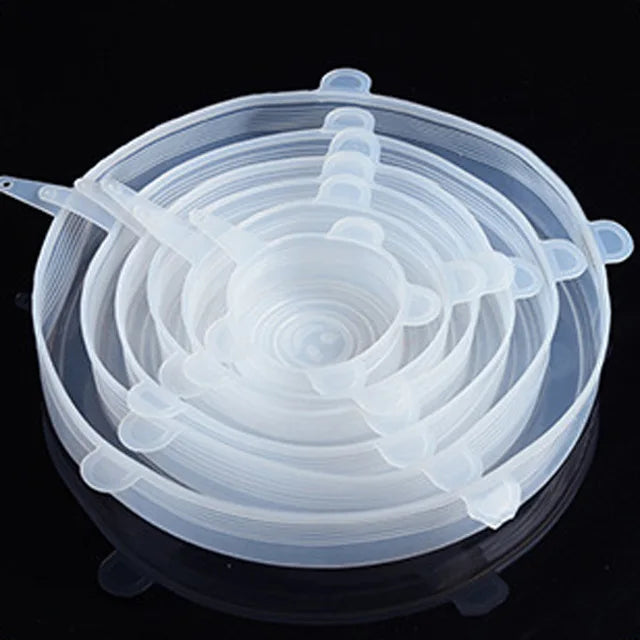 6 Pcs Silicone Stretch Lids for Kitchen Food Covers | Universal Bowl Caps