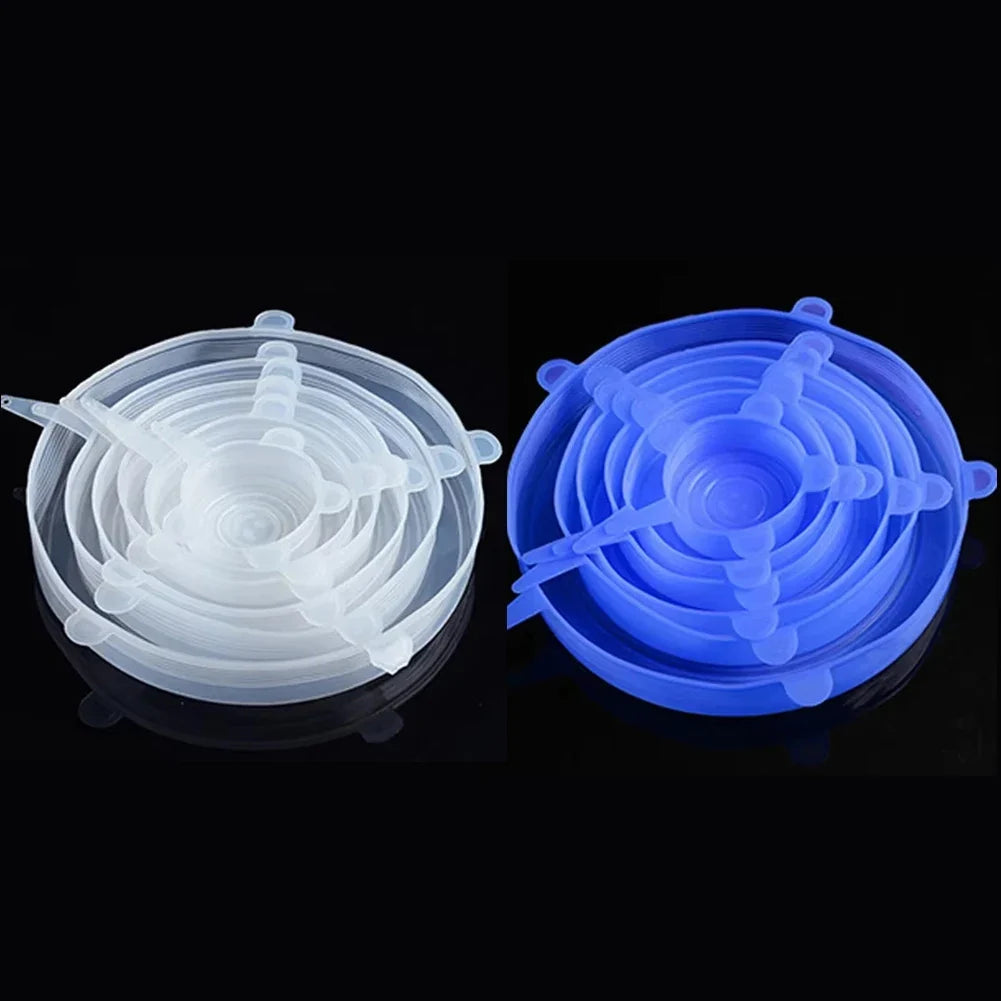 6 Pcs Silicone Stretch Lids for Kitchen Food Covers | Universal Bowl Caps