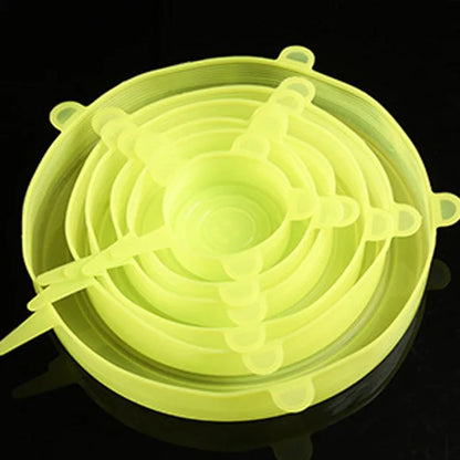 6 Pcs Silicone Stretch Lids for Kitchen Food Covers | Universal Bowl Caps