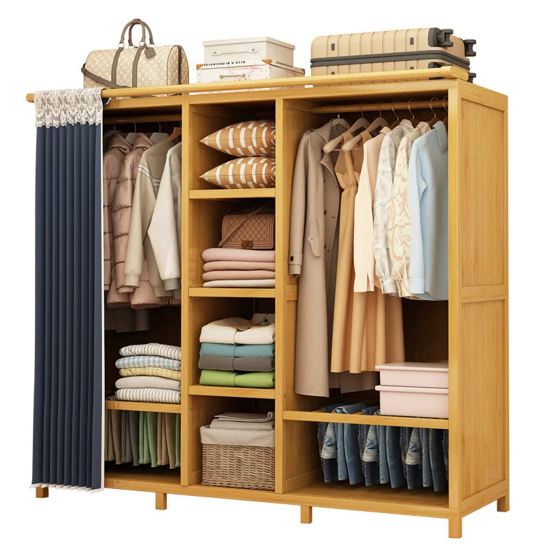 Simple wardrobe rental bedroom dustproof closet home economical multi-layer clothing storage rack