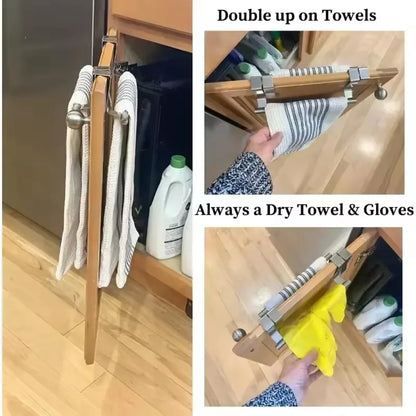 Towel Rack Over Door Stainless Steel Towel Bar Storage Organizer Bathroom Kitchen Cabinet Door Hanging Towel Rack