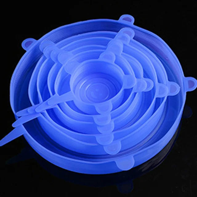 6 Pcs Silicone Stretch Lids for Kitchen Food Covers | Universal Bowl Caps