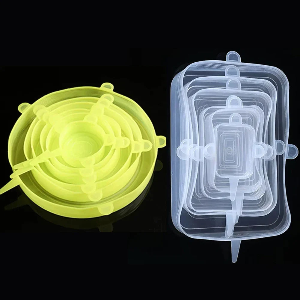 6 Pcs Silicone Stretch Lids for Kitchen Food Covers | Universal Bowl Caps