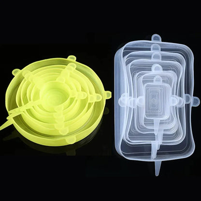 6 Pcs Silicone Stretch Lids for Kitchen Food Covers | Universal Bowl Caps