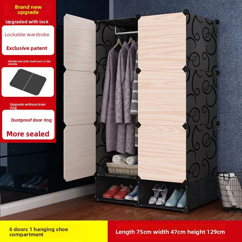 Portable Fabric Wardrobe Closet Easy Assembly Clothes Storage Cabinet Bedroom Rental Organizer Lightweight Durable Furniture