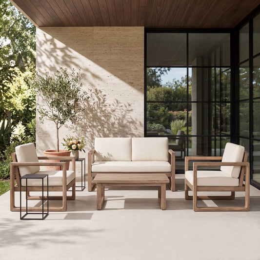 4-Piece Acacia Wood Patio Furniture Set, Outdoor Furniture