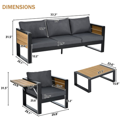 Aluminum Frame Large 4-Piece Outdoor Patio Furniture Set