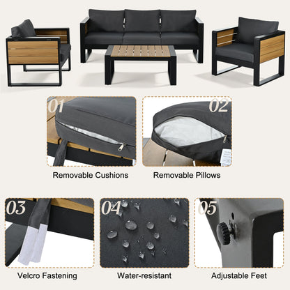 Aluminum Frame Large 4-Piece Outdoor Patio Furniture Set