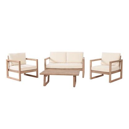 4-Piece Acacia Wood Patio Furniture Set, Outdoor Furniture