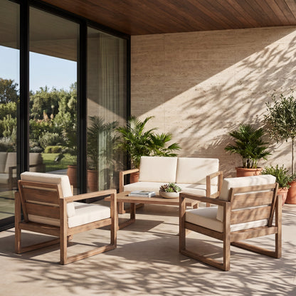 4-Piece Acacia Wood Patio Furniture Set, Outdoor Furniture