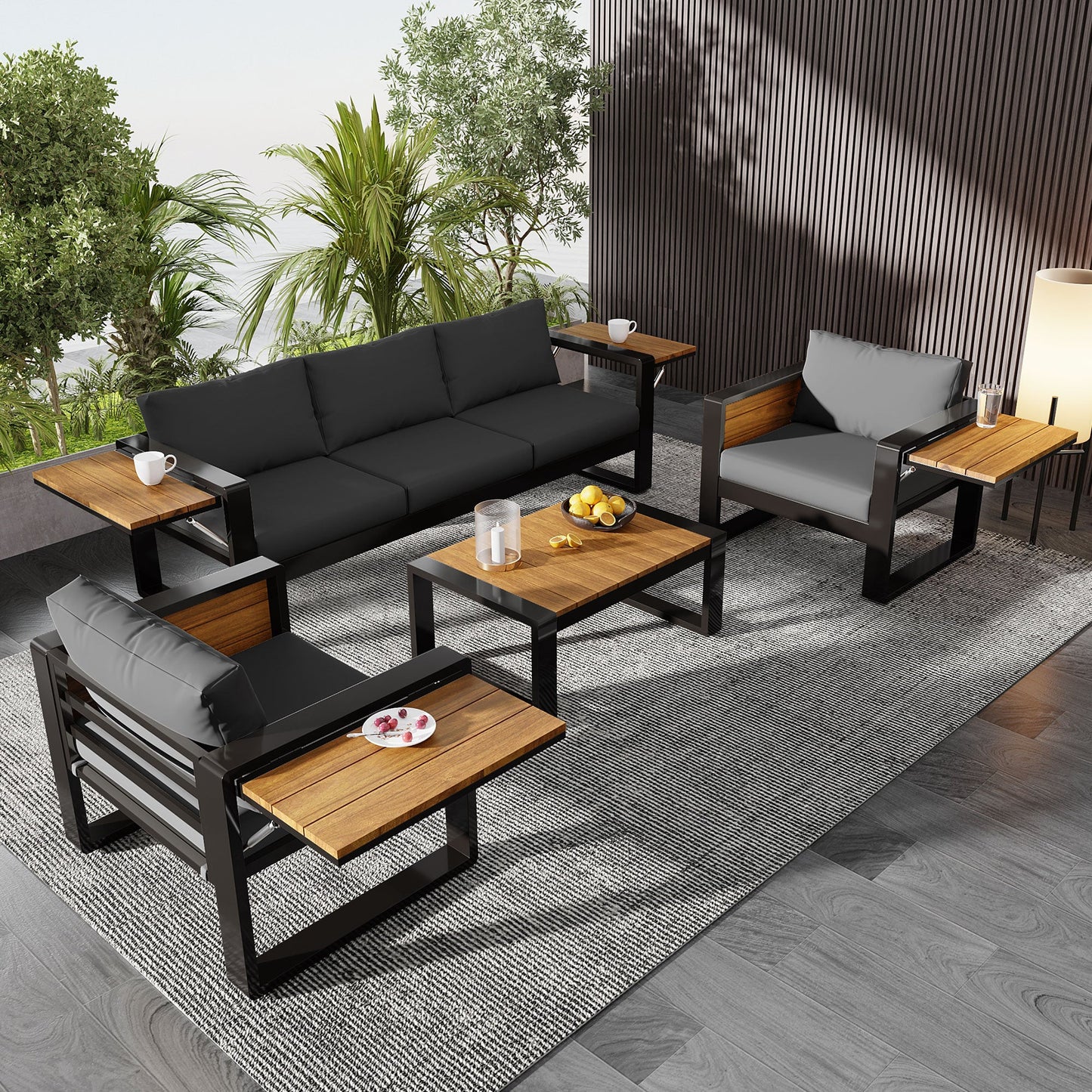Aluminum Frame Large 4-Piece Outdoor Patio Furniture Set