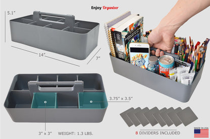 Enjoy Organizer - 3 PACK MIX -Portable Caddy, DIY Dividers, 8 Compartments, School Office Supplies Home Craft with Handle Made in USA