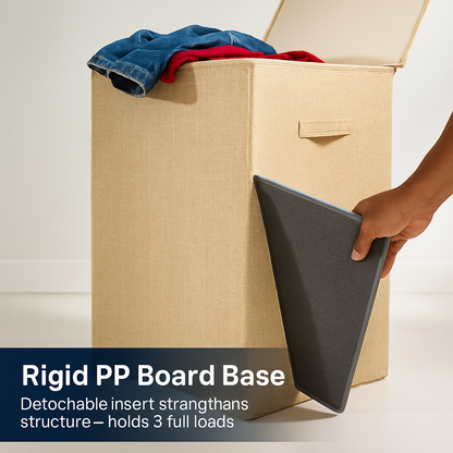 Foldable Laundry Hampers with Lid, Handles & Storage