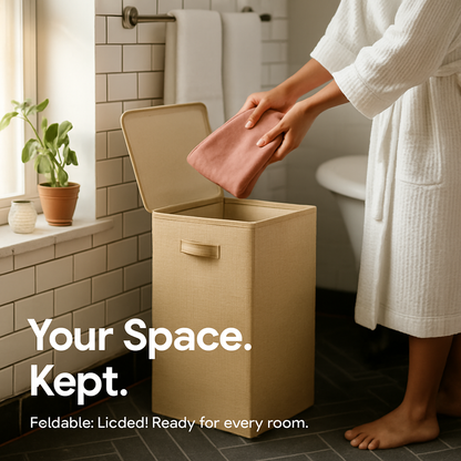 Foldable Laundry Hampers with Lid, Handles & Storage