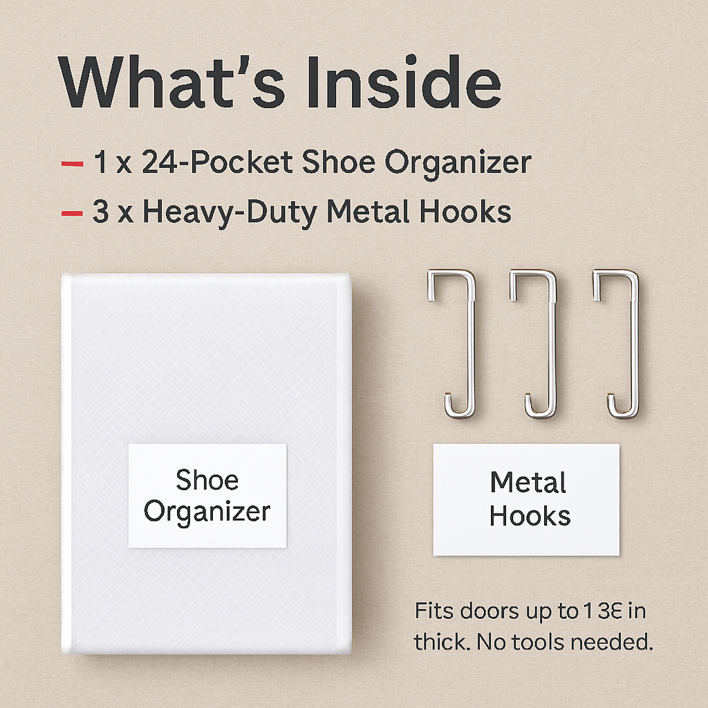 Over-the-Door 24-Pocket Shoe Rack Organizer for Closet