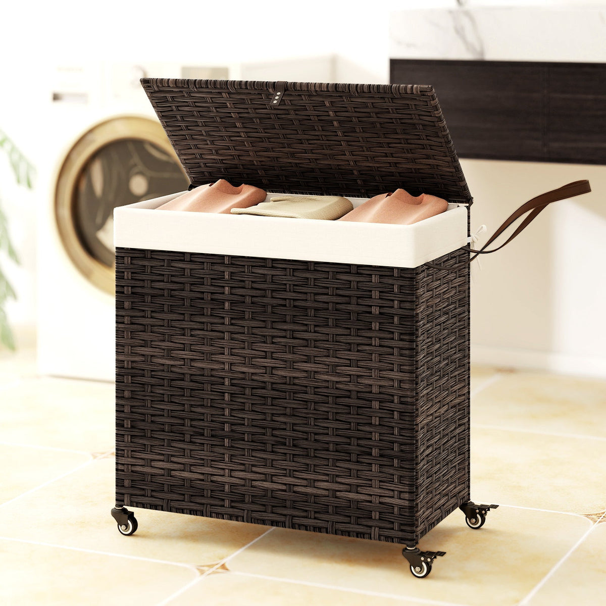 Laundry Hamper with Wheels and Lid